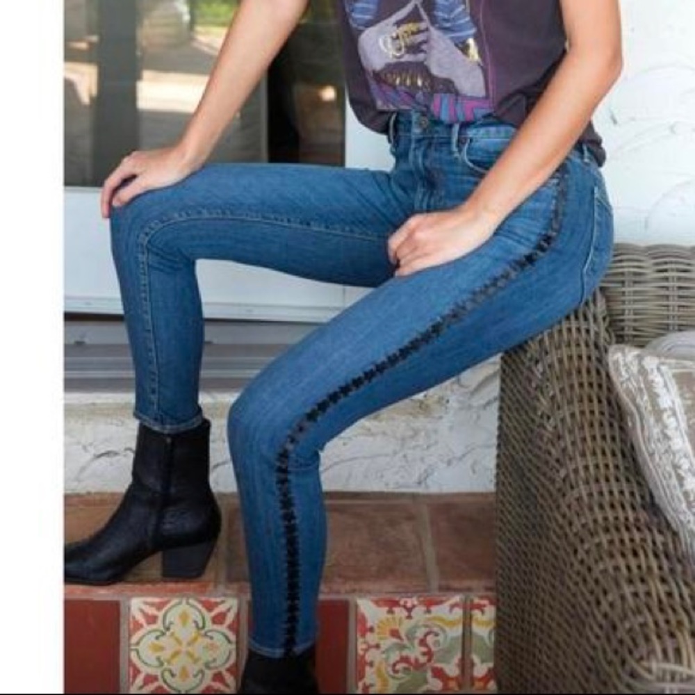Driftwood blue jeans jackie high rise skinny star stripe size 25 pants